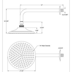 Kingston Brass K136A5CK Victorian 8-inch Diameter Brass Showerhead with 12-inch Shower Arm, Oil Rubbed Bronze