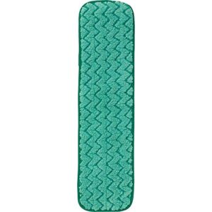 rubbermaid commercial products hygen microfiber dust mop pad, 18-inch, green, looped end for dirt collection, heavy-duty cleaning for hardwood/tile/laminated floors in kitchen/lobby/office