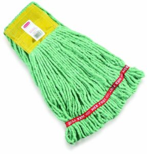 rubbermaid commercial products web-foot shrinkless wet mop head replacement, 5-inch headband, green, small, industrial wet mop for floor cleaning office/school/stadium/lobby/restaurant