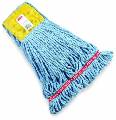 Rubbermaid Commercial Products Web Foot Shrinkless Mop Head Replacement, Small, Blue, Heavy Duty Industrial Wet Mop For Floor Cleaning Office/School/Stadium/Lobby/Restaurant