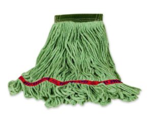 rubbermaid commercial products swinger loop mop wet mop head replacement, 5-inch headband, medium, green, cotton/synthetic industrial wet mop for floor cleaning office/school/stadium/lobby/restaurant