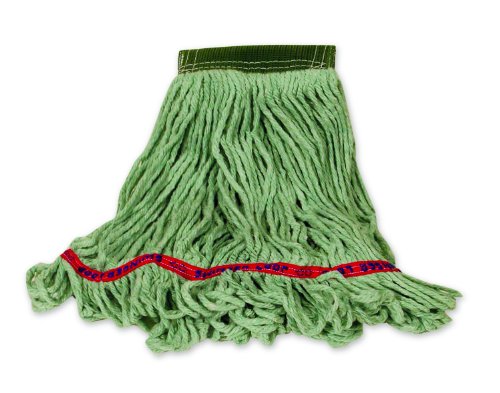 Rubbermaid Commercial Products Swinger Loop Mop Wet Mop Head Replacement, 5-Inch Headband, Medium, Green, Cotton/Synthetic Industrial Wet Mop for Floor Cleaning Office/School/Stadium/Lobby/Restaurant