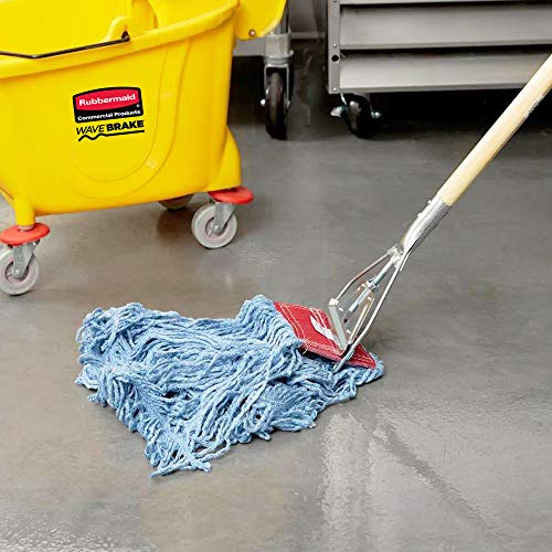 Rubbermaid Commercial Products Super Stitch Blend Mop Head Replacement, 5-Inch Headband, Large, Blue, Cotton/Synthetic Industrial Wet Mop for Floor Cleaning Office/School/Stadium/Lobby/Restaurant