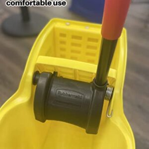 Rubbermaid Commercial Products, Mop Bucket with Wringer on Wheels, Heavy Duty All-in-One Tandem Mopping Bucket, Yellow, 31 Quart (FG738000YEL)