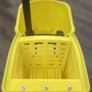 Rubbermaid Commercial Products, Mop Bucket with Wringer on Wheels, Heavy Duty All-in-One Tandem Mopping Bucket, Yellow, 31 Quart (FG738000YEL)