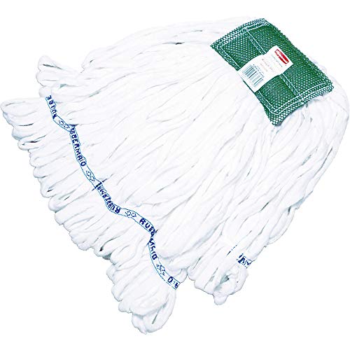 Rubbermaid Commercial Products Rough Surface String Wet Mop Head Replacement, 20 Ounce, 5 Inch Headband, White, Heavy Duty Cotton/Polyester Industrial Wet Mop for Floor Cleaning, MEDIUM