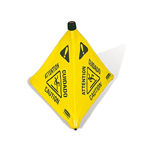 Rubbermaid Commercial Products Multilingual "Wet Floor" Pop-Up Floor Cone, 20-Inch, Yellow, Warning Sign for Grocery Stores/Office/Restaurant/Malls