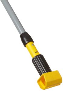 rubbermaid commercial products, industrial grade jaw clamp - fiberglass wet mop gripper holder handle stick for floor cleaning heavy duty, 60 inch (fgh24600gy00)