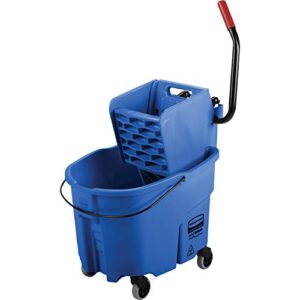 rubbermaid commercial products wavebrake 2.0 35 qt side-press mop bucket and wringer, blue (fg758888blue)
