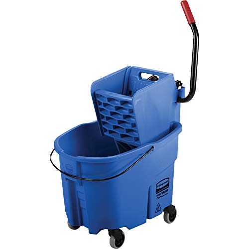 Rubbermaid Commercial Products WaveBrake 2.0 35 QT Side-Press Mop Bucket and Wringer, Blue (FG758888BLUE)