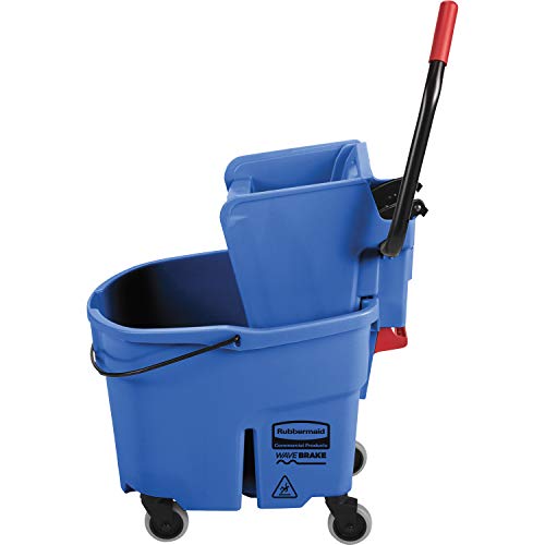 Rubbermaid Commercial Products WaveBrake 2.0 35 QT Side-Press Mop Bucket and Wringer, Blue (FG758888BLUE)