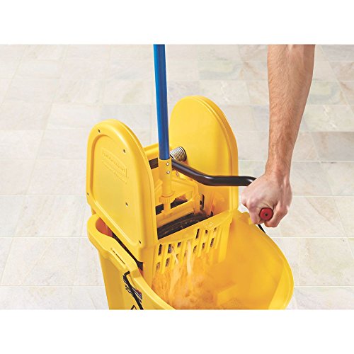 Rubbermaid Commercial Products WaveBrake 2.0 35 QT Down-Press Mop Bucket with Wringer Set, Yellow