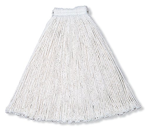 Rubbermaid Commercial Economy Cut-End Cotton Wet Mop Head, 1-inch Headband, 24-ounce, White, Heavy Duty Wet Mop for Floor Cleaning Office/School/Stadium/Bathroom