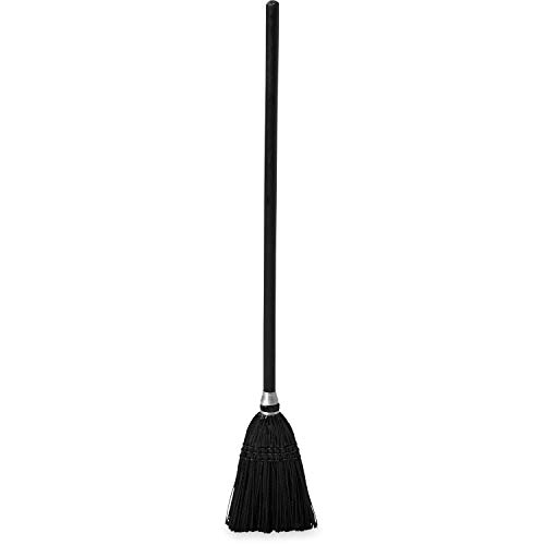 Rubbermaid Commercial Products Lobby Outdoor/Indoor Broom, Black, Heavy Duty Long Wood Handle for Courtyard/Garage/Office/Kitchen, 37.5" x 7"