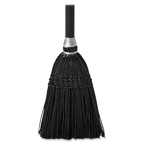 Rubbermaid Commercial Products Lobby Outdoor/Indoor Broom, Black, Heavy Duty Long Wood Handle for Courtyard/Garage/Office/Kitchen, 37.5" x 7"