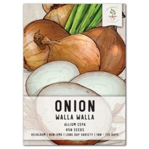 seed needs, walla walla onion seeds - 450 heirloom seeds for planting allium cepa - long day, non-gmo & untreated (1 pack)