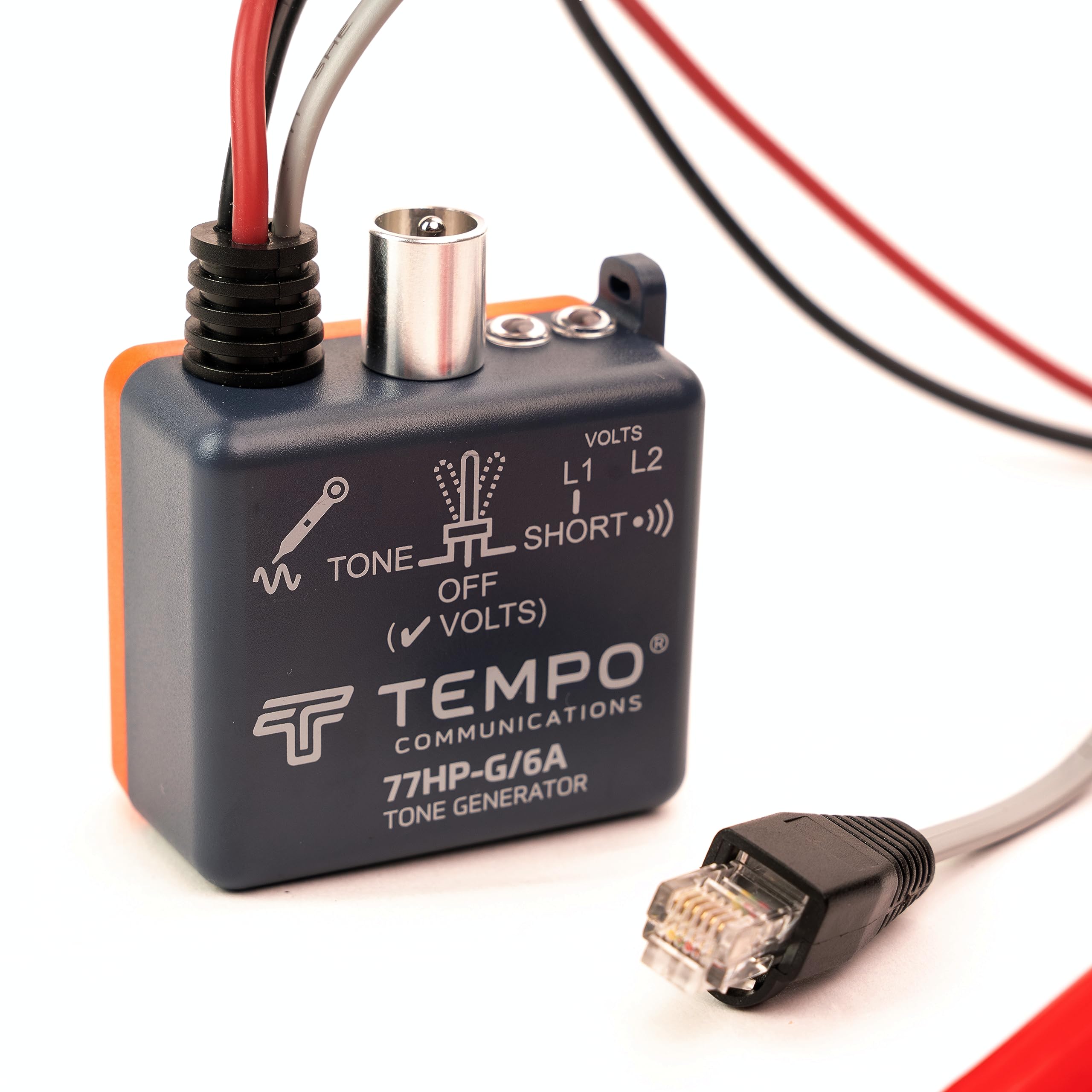 Tempo 77HP-G/6A Tone Generator w/ABN Clips | Cable Tracing, Continuity Testing, Polarity Testing | RJ11, RJ45 | Twisted Pair & Coaxial Cables | Professional Grade (2023 Model)