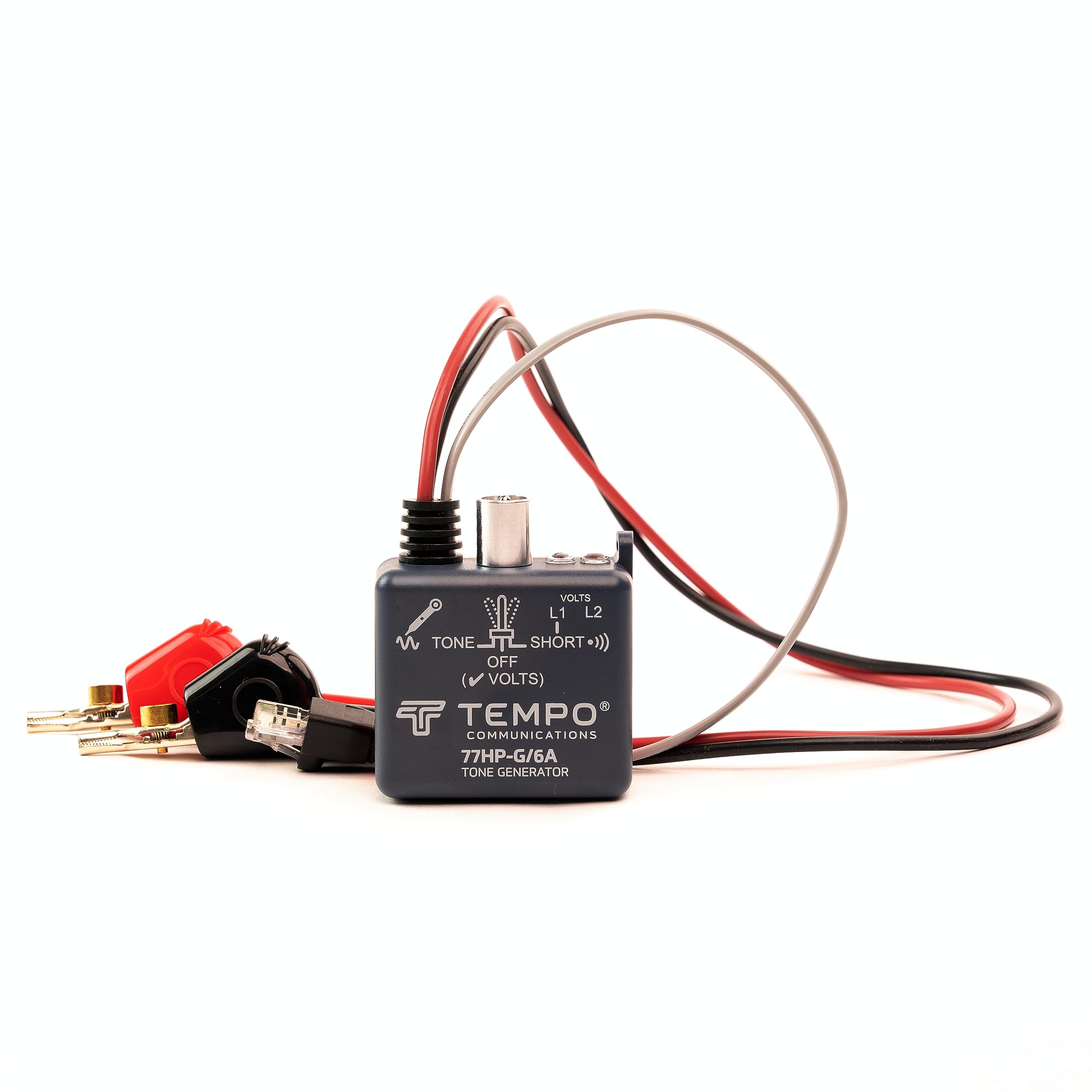 Tempo 77HP-G/6A Tone Generator w/ABN Clips | Cable Tracing, Continuity Testing, Polarity Testing | RJ11, RJ45 | Twisted Pair & Coaxial Cables | Professional Grade (2023 Model)