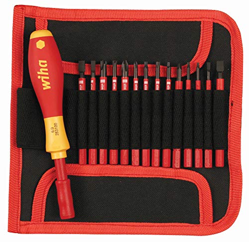 Wiha 28390 Insulated SlimLine Interchangeable Set Includes Handle with Pouch, 15-Piece