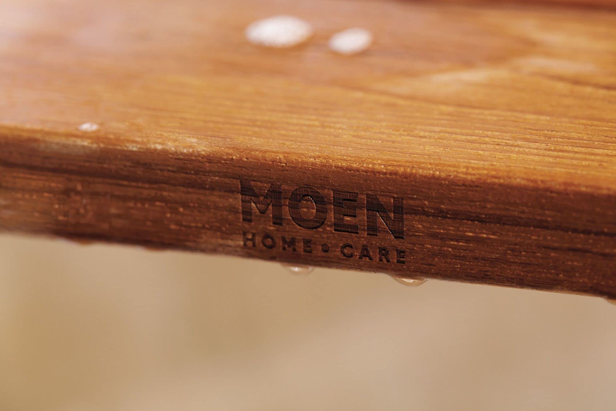 Moen Bath Safety Furniture Wood Home Care Teak Wood Aluminum Folding Shower Seat, Wall Mounted Shower Bench, DN7110