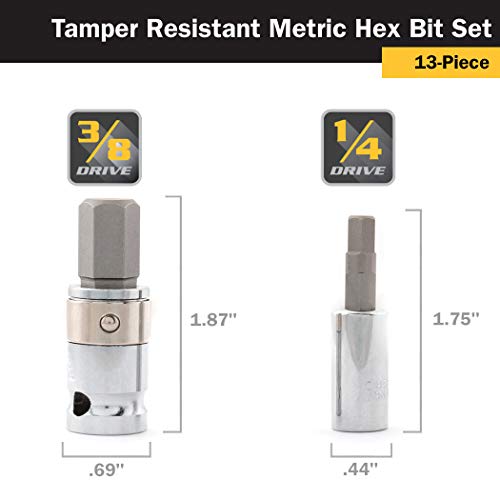 Titan 16136 13-Piece Tamper Resistant Metric Hex Bit Set