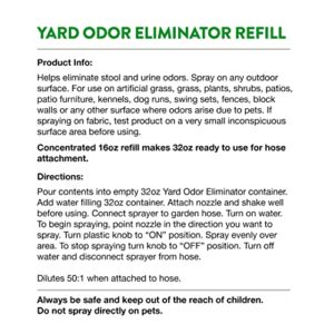 NaturVet – Yard Odor Eliminator | Eliminate Stool and Urine Odors from Lawn and Yard | Designed for Use on Grass, Plants, Patios, Gravel, Concrete & More | 16 oz Refill