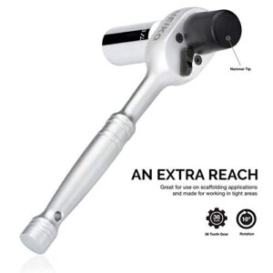 Neiko 03029A 1/2" Scaffold Ratchet Wrench | 9.5” Length | 36 Tooth Hammer Tip Head | Includes 7/8” 6 Point Deep Socket | Cr-V Steel …
