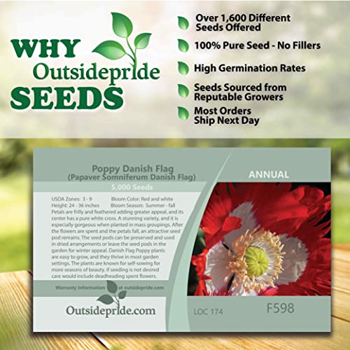 Outsidepride Papaver Somniferum Poppy Danish Flag Garden Flowers - 5000 Seeds