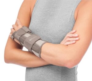 mueller sports medicine reversible wrist stabilizer with splint for men and women - compression wrist support for carpal tunnel, arthritis, tendinitis relief, taupe, large/x-large