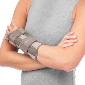 Mueller Sports Medicine Reversible Wrist Stabilizer with Splint for Men and Women - Compression Wrist Support for Carpal Tunnel, Arthritis, Tendinitis Relief, Taupe, Large/X-Large