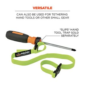 Lanyard with Buckle End, Easily Attaches to Hard Hat, Tools, or Small Valuables, Weight Capacity 2lbs, Ergodyne Squids 3150,Lime