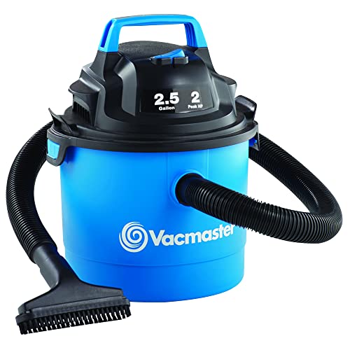 Vacmaster Portable Wall Mountable Wet/Dry Vac, 2.5 Gallon, 2 HP 1-1/4" Hose (VOM205P), Blue