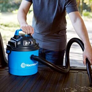 Vacmaster Portable Wall Mountable Wet/Dry Vac, 2.5 Gallon, 2 HP 1-1/4" Hose (VOM205P), Blue