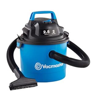 Vacmaster Portable Wall Mountable Wet/Dry Vac, 2.5 Gallon, 2 HP 1-1/4" Hose (VOM205P), Blue