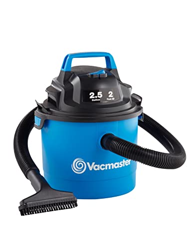 Vacmaster Portable Wall Mountable Wet/Dry Vac, 2.5 Gallon, 2 HP 1-1/4" Hose (VOM205P), Blue