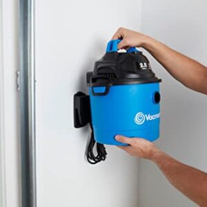 Vacmaster Portable Wall Mountable Wet/Dry Vac, 2.5 Gallon, 2 HP 1-1/4" Hose (VOM205P), Blue