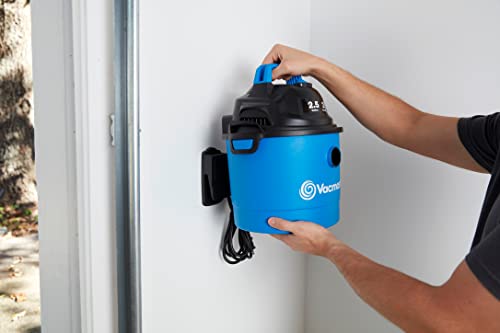 Vacmaster Portable Wall Mountable Wet/Dry Vac, 2.5 Gallon, 2 HP 1-1/4" Hose (VOM205P), Blue