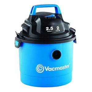 Vacmaster Portable Wall Mountable Wet/Dry Vac, 2.5 Gallon, 2 HP 1-1/4" Hose (VOM205P), Blue