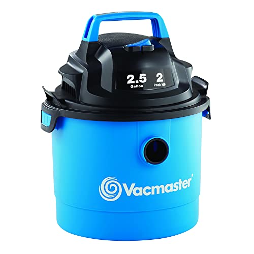 Vacmaster Portable Wall Mountable Wet/Dry Vac, 2.5 Gallon, 2 HP 1-1/4" Hose (VOM205P), Blue