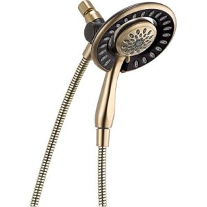 delta faucet 4-spray in2ition 2-in-1 dual hand held shower head, gold shower head with handheld spray, double shower head, detachable shower head, shower head with hose, champagne bronze 58065-cz, 0.5