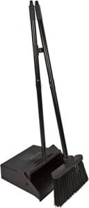 carlisle foodservice products duo-pan upright dust pan and broom broom set with clip for floor cleaning, restaurants, office, and janitorial use, plastic, 36 inches, black
