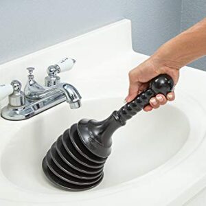 Master Plunger MPS4 Sink & Drain Plunger for Kitchen Sinks, Bathroom Sinks, Showers, and Bathtubs. Small and Strong Design with Large Bellows Commercial & Residential Use, Black