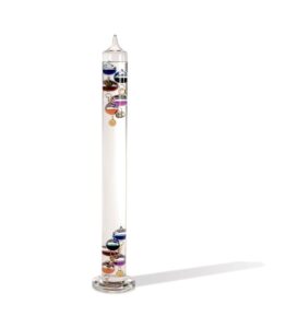 galileo glass thermometer | 20-inches tall | law of physics | indoor room temperature for home house office desk counter tabletop | holiday gift present