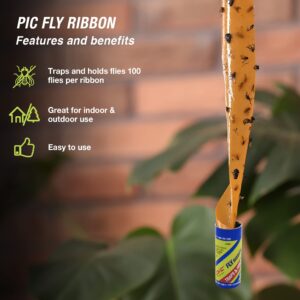 pic fr10b 69060216325 fly ribbons fruit fly traps for indoors and outdoors, bug trap for winged insects, pack of 10