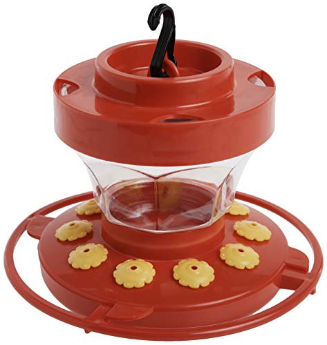 First Nature 993091-546 16 oz. Hummingbird Flower Feeder , Red