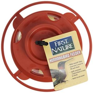 First Nature 993091-546 16 oz. Hummingbird Flower Feeder , Red