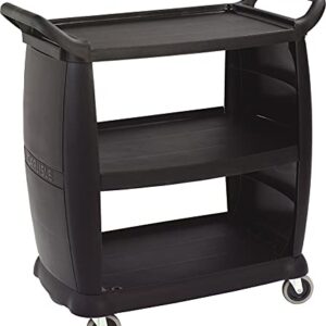 Carlisle FoodService Products Plastic Bussing Cart, 300 lb Capacity, 36.25" x 18"x 38", Black, Small