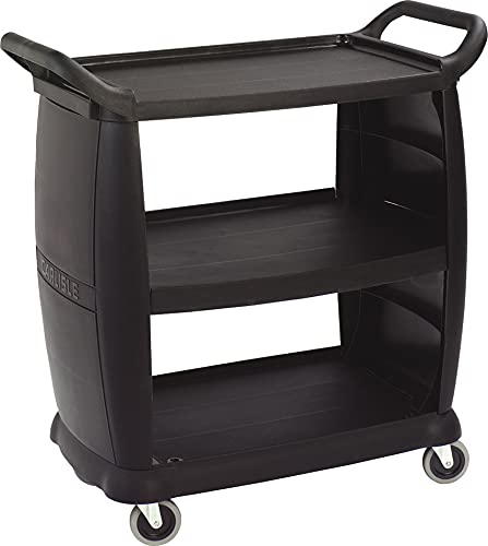 Carlisle FoodService Products Plastic Bussing Cart, 300 lb Capacity, 36.25" x 18"x 38", Black, Small