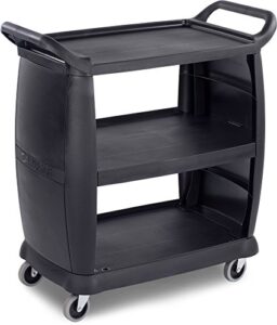 carlisle foodservice products plastic bussing cart, 300 lb capacity, 36.25" x 18"x 38", black, small