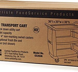 Carlisle FoodService Products Plastic Bussing Cart, 300 lb Capacity, 36.25" x 18"x 38", Black, Small